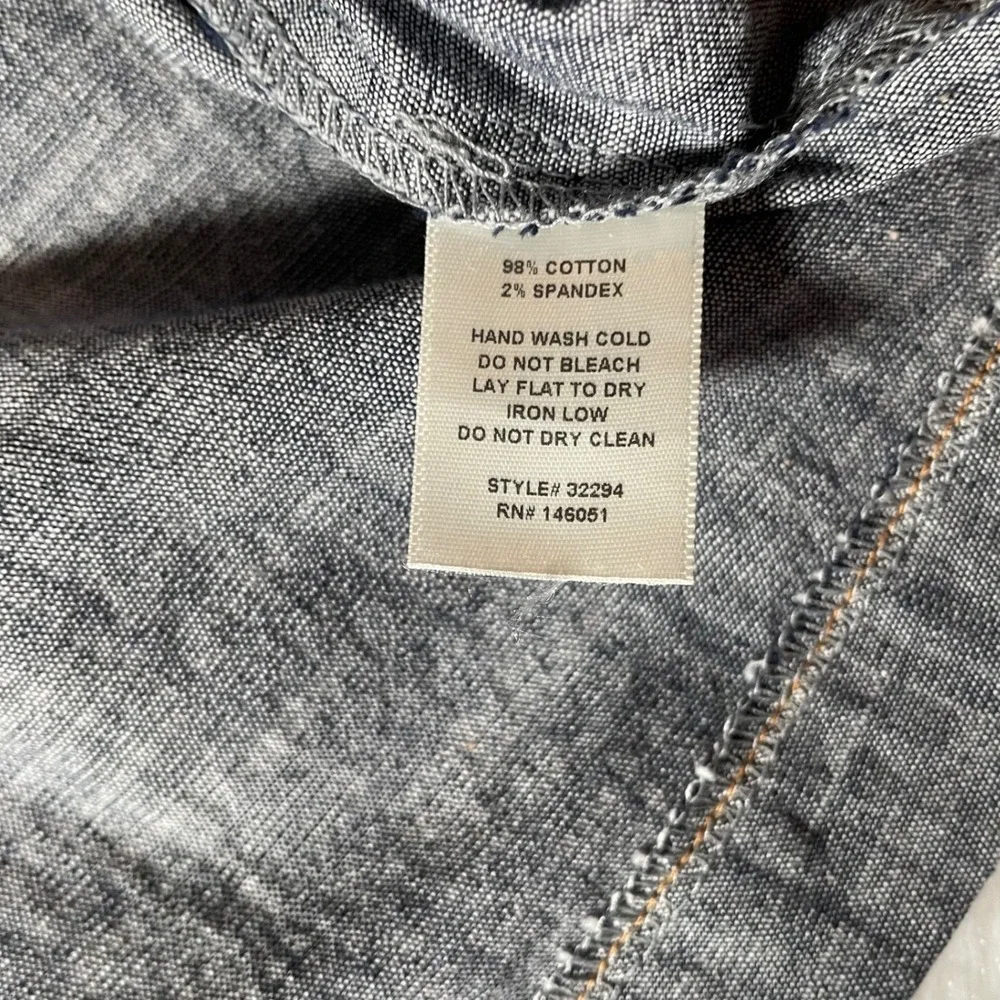 Monteau‎ Los Angeles Grey Chambray A-Line Skirt Size L Back Zip Pockets Career